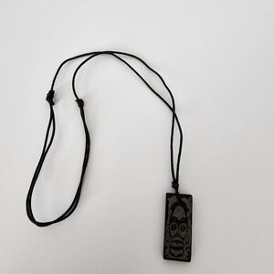 Vintage Wooden Spiritual Black Pendant on rope